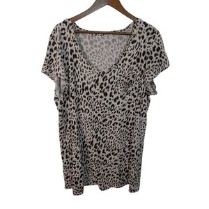 Victoria's Secret Leopard Print Cotton V Neck Sleep Tee Shirt Mini Dress